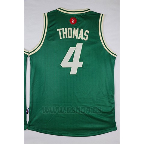 Camiseta Navidad 2015 Boston Celtics Isaiah Thomas #4 Verde